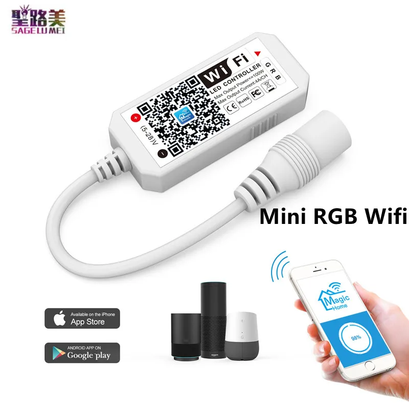 16 Miljoen Kleuren Wifi Rgb/Rgbw Led Controller Smartphone Controle Muziek En Timer Modus Magic Home Mini Wifi Led rgb Controller