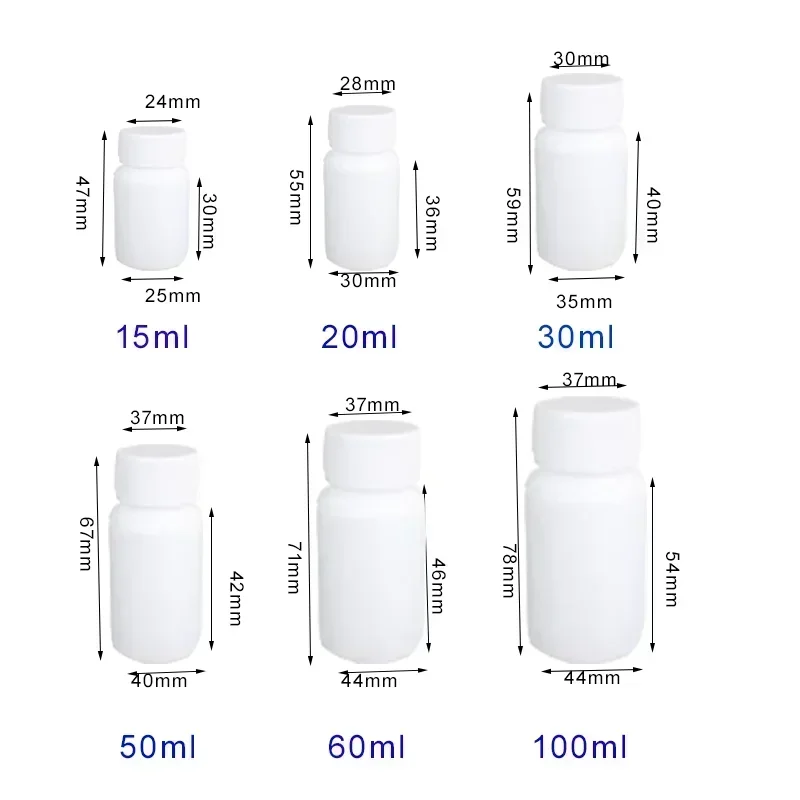 탬퍼 캡이 있는 빈 플라스틱 불화 병, 누출 방지 용기, 액체 리필 가능, 15ml-100ml, 5 개