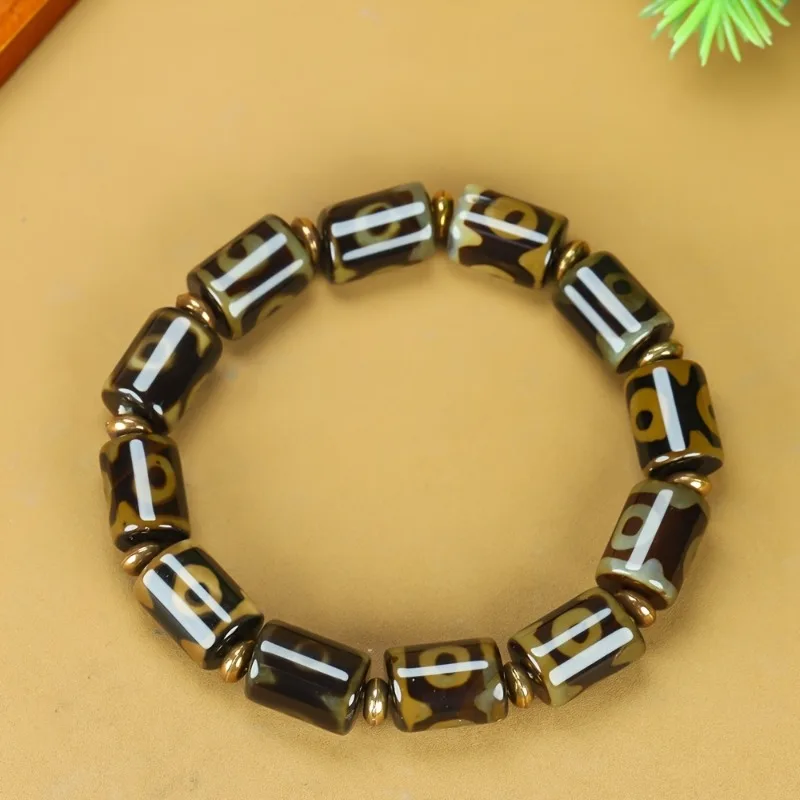 سوار من الخرز التبتي على شكل برميل، مجوهرات عرقية مناسبة للرجال والنساء