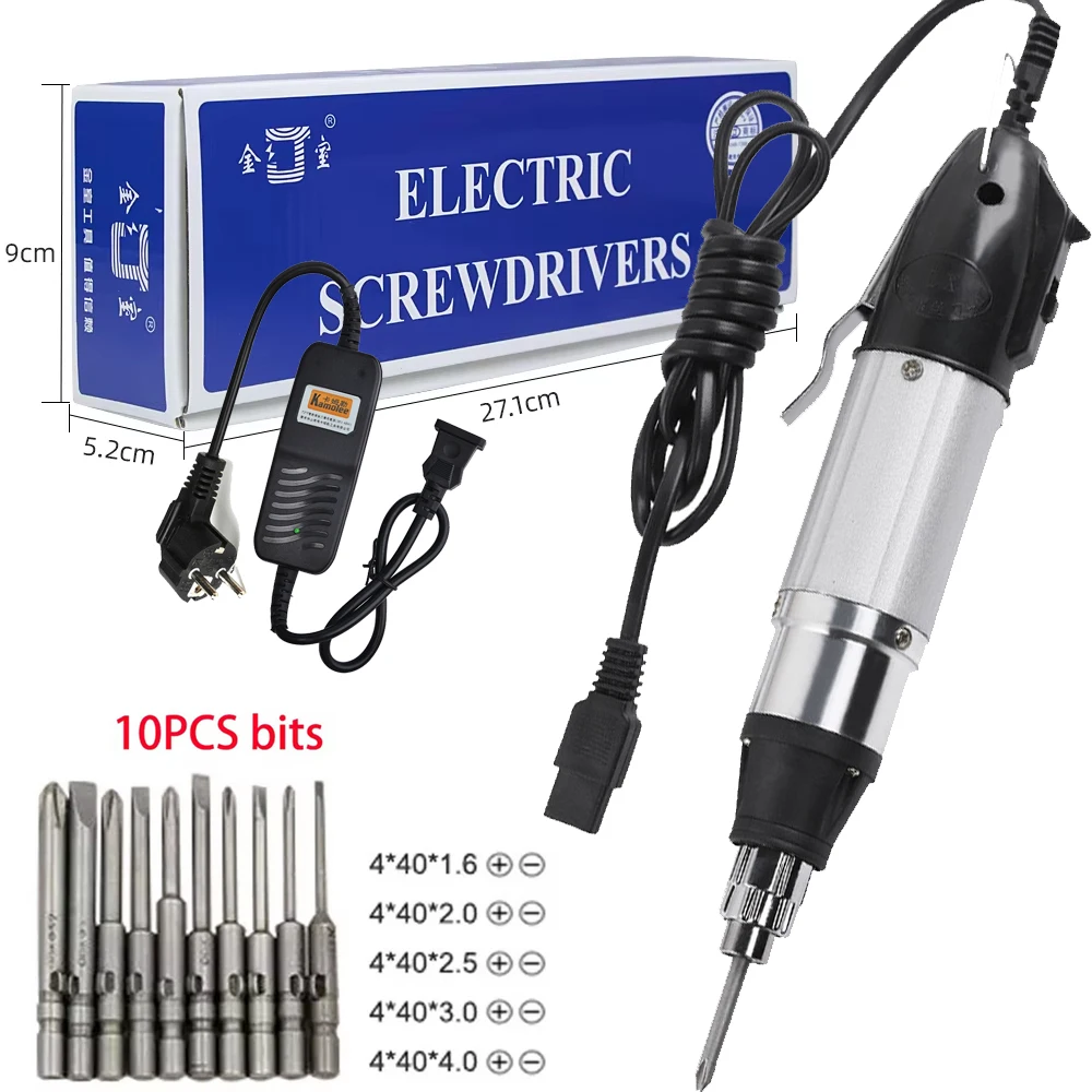 AhuHardware AC110V-220V DC Powered Electric Screwdriver with 12pcs Bits Stepless Speed Regulation Repair Power Tool