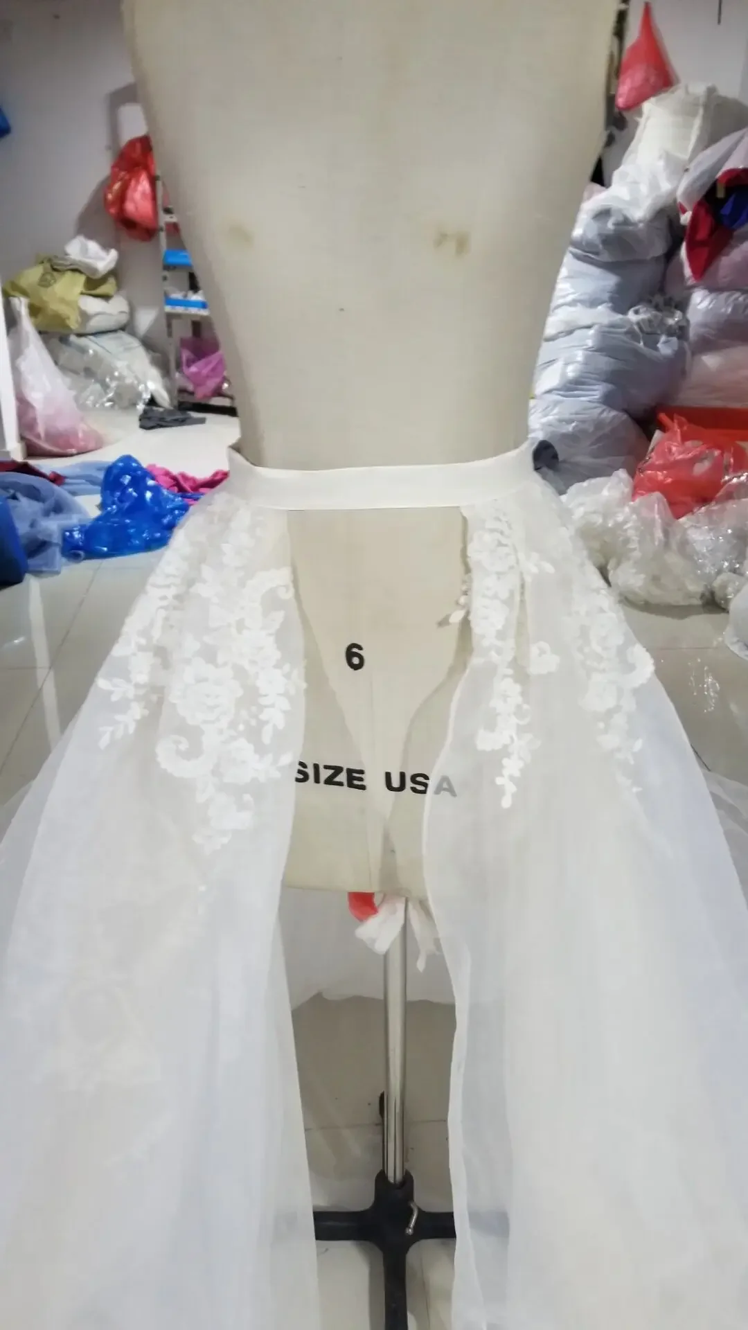 Organza removable skirt Detachable train Wedding train appliqued train Detachable tulle dress