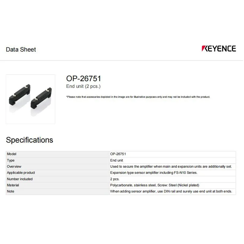 Brand New Genuine OP-26751 KEYENCE DIN rail mounting bracket, rear device (2 pcs)