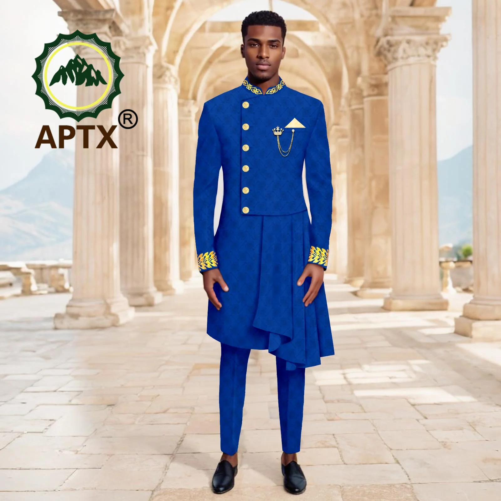 African Men Suit for Formal Occasions Embroidery Designed Jacket Pants Set African Wedding Outfits African Clothing 2416045