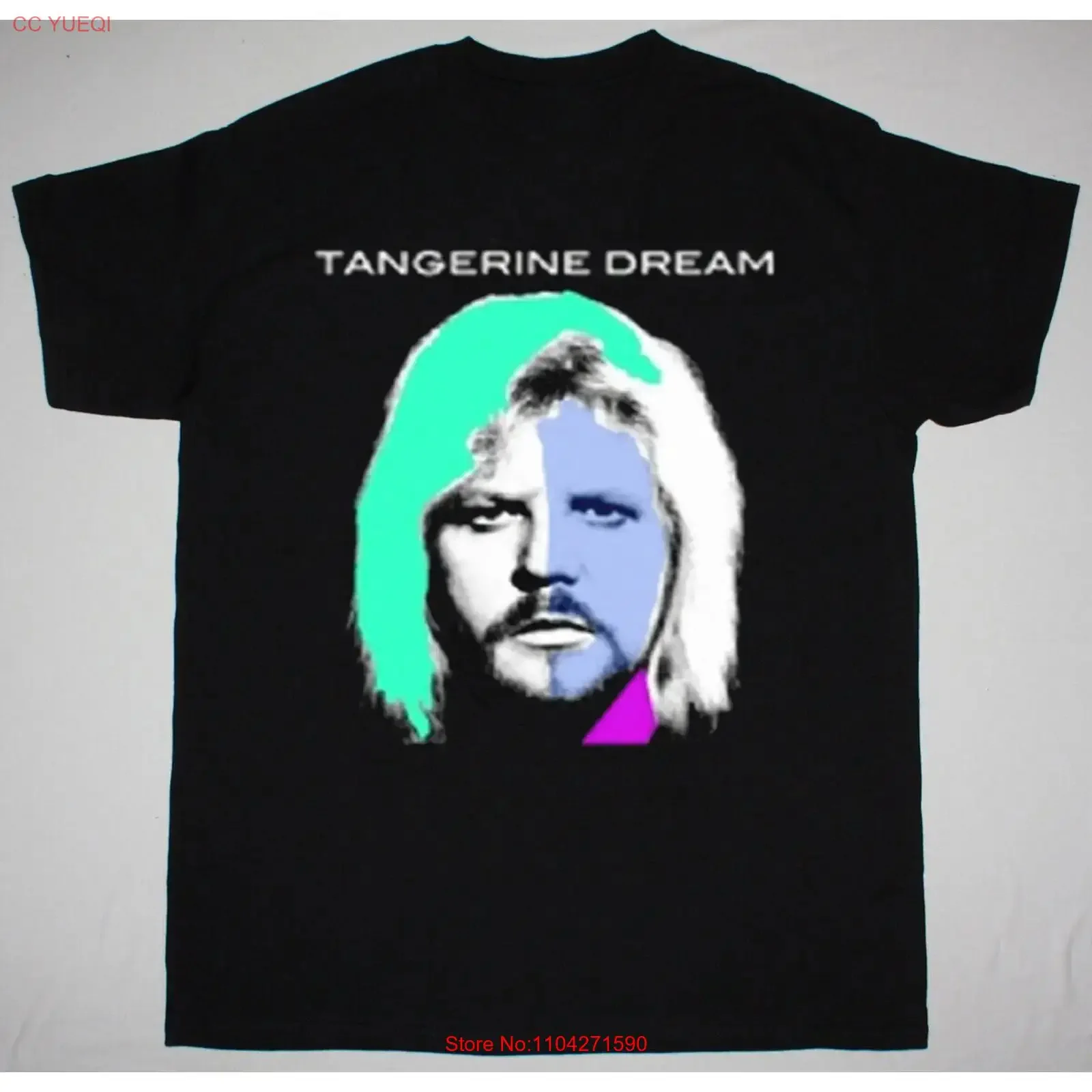 Camiseta preta do álbum do álbum do grupo Tangerine Dream, todos os tamanhos S 5Xl, vintage, lavada, versátil, roupas de designer unissex
