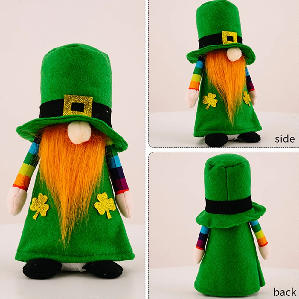 Patricks Day Gnome Green Patterns Saint Patrick's Day Doll Irish Festival Faceless Gnome Shopwindow Ornament