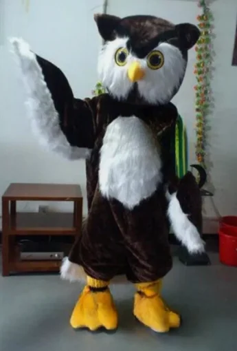 

Новинка 2025 года, горячая распродажа для взрослых, милый костюм талисмана с большой коричневой совой из мультфильма, плюшевое рождественское нарядное платье, костюм талисмана на Хэллоуин