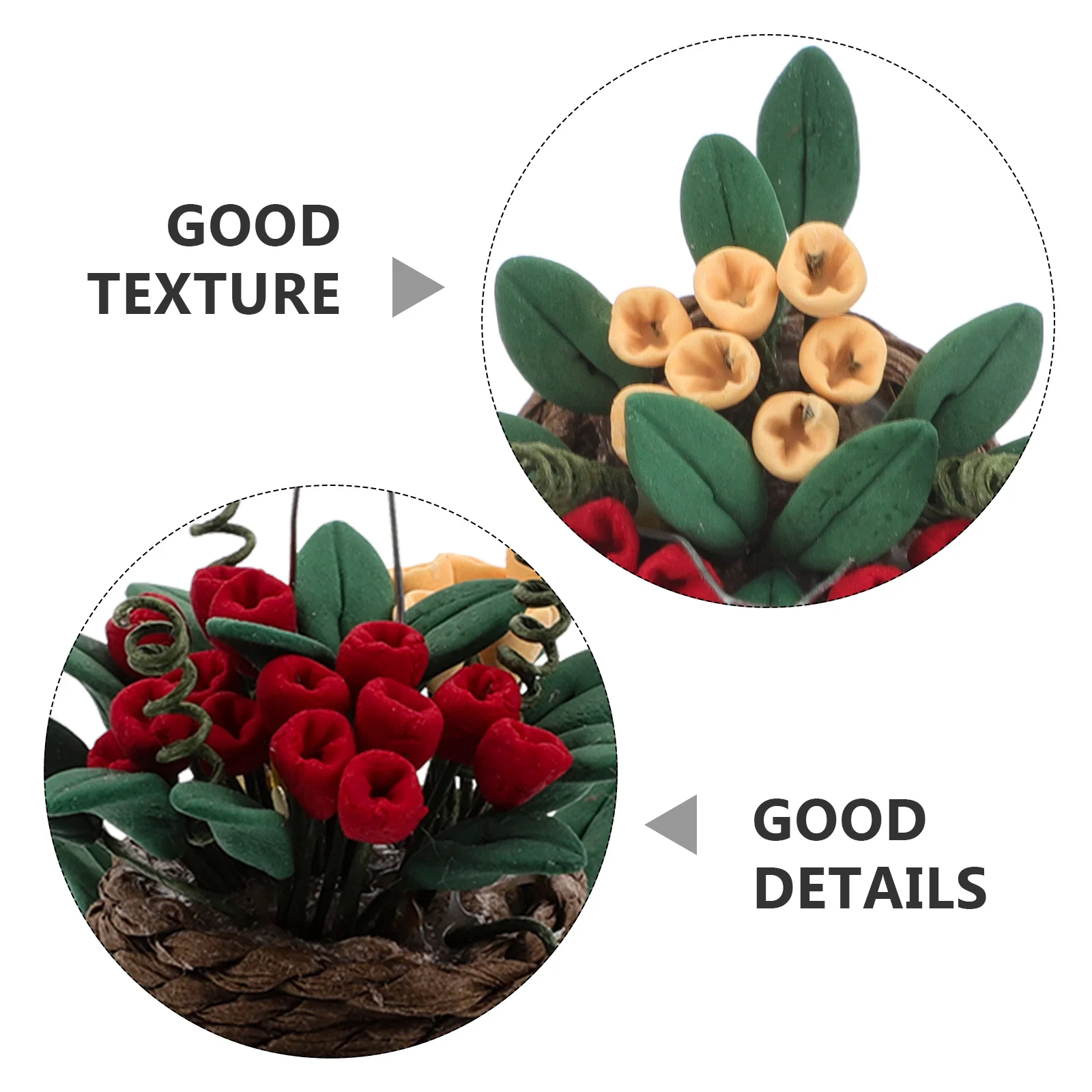 Decorações para casa em miniatura, mini modelos de plantas em vasos, escala 1:12, cesta suspensa, pequenos ornamentos de vegetação falsa, casa de bonecas mini