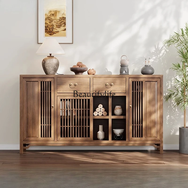 

New Chinese style solid wood dining side cabinet living room wall locker