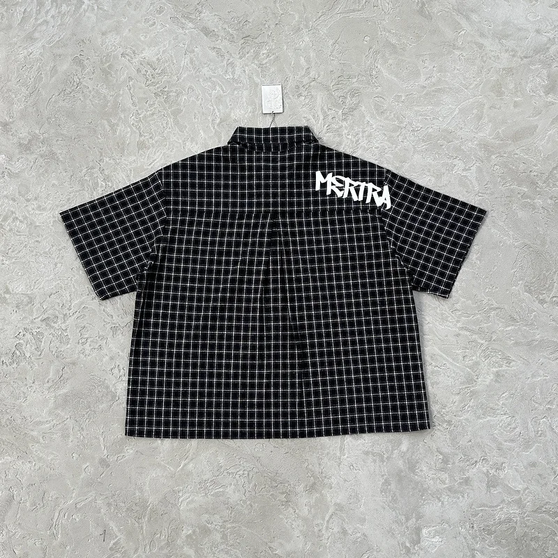 

2026SS Новая рубашка Mertra, футболка с короткими рукавами для мужчин и женщин, уличная свободная повседневная футболка в клетку Y2K для мужчин и женщин