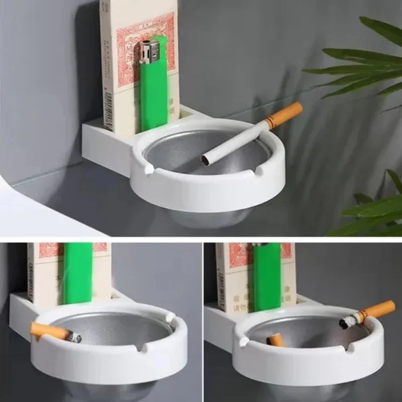 1 Pc Hanging Cigarette Ashtray Bathroom Wall Mounted Cigarettess Garbage Storage Rack Stainless Steel Ashtray Cup