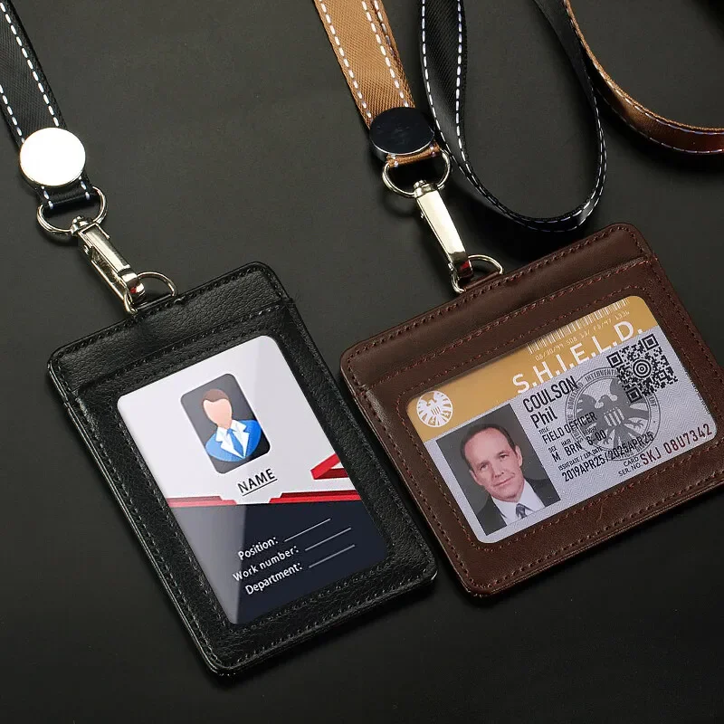 NOWOŚĆ Etui na dowód osobisty Etui na kartę kredytową banku Unisex Etui na kartę z prawdziwej skóry Biznesowa identyfikator pracy Identyfikator imienny Pokrowce na identyfikator ze smyczą