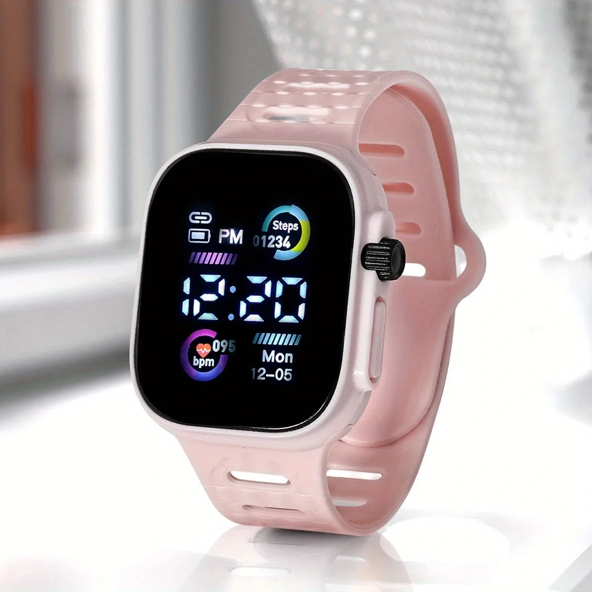 New LED Kids' Watches  Electronic Watch With Square Screen Dual Color Circle Fashionable And Simple Student Wrist Watch