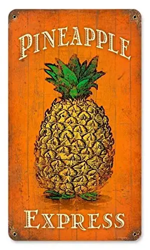 Maizeco Tin Signs Vintage Pineapple Express Metal Sign 8 w x 12 h Inch Poster Plate for Cafe Room Pub Restaurants Home Shop Wall