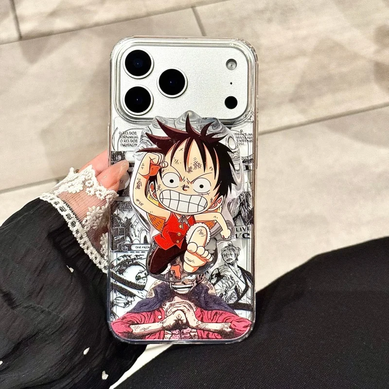 3D Anime Luffy Chopper Een Stuk Magsafe Draadloze Lading Case Voor iPhone 12 13 14 15 16 17 Pro Max Plus Zoro Sanji Magnetische Stand