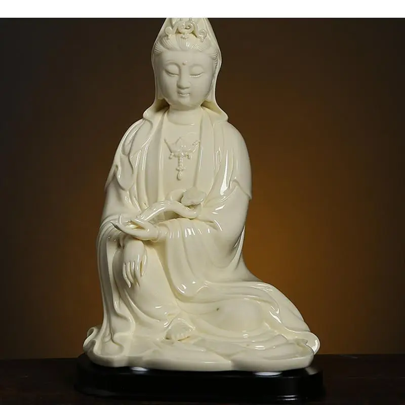 

Buddha statue decoration Guanyin statuette White porcelain Crafts Ceramic Furnishings Buddhism Figurines Sculpture