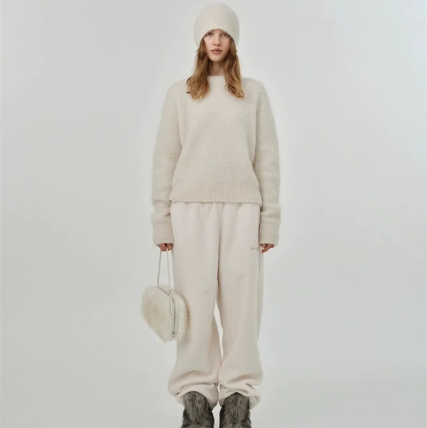 TheBarnet Women's Long Sve round Ne Sweater Letter Print Pure Color Commute Sle Autumn Faion Simple Design Knitted Top