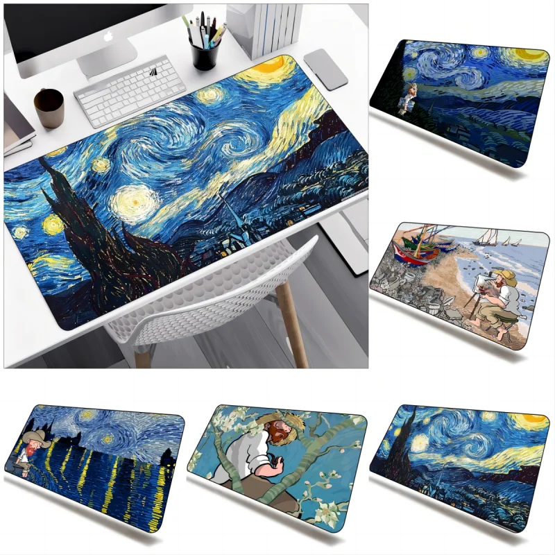 Van Gogh Mousepad for Gamer Computer Non-Slip Keyboard Pads Anime Mats XXL Gaming Mouse Pad Wrinkle-Resistant Rubber Desk Mat