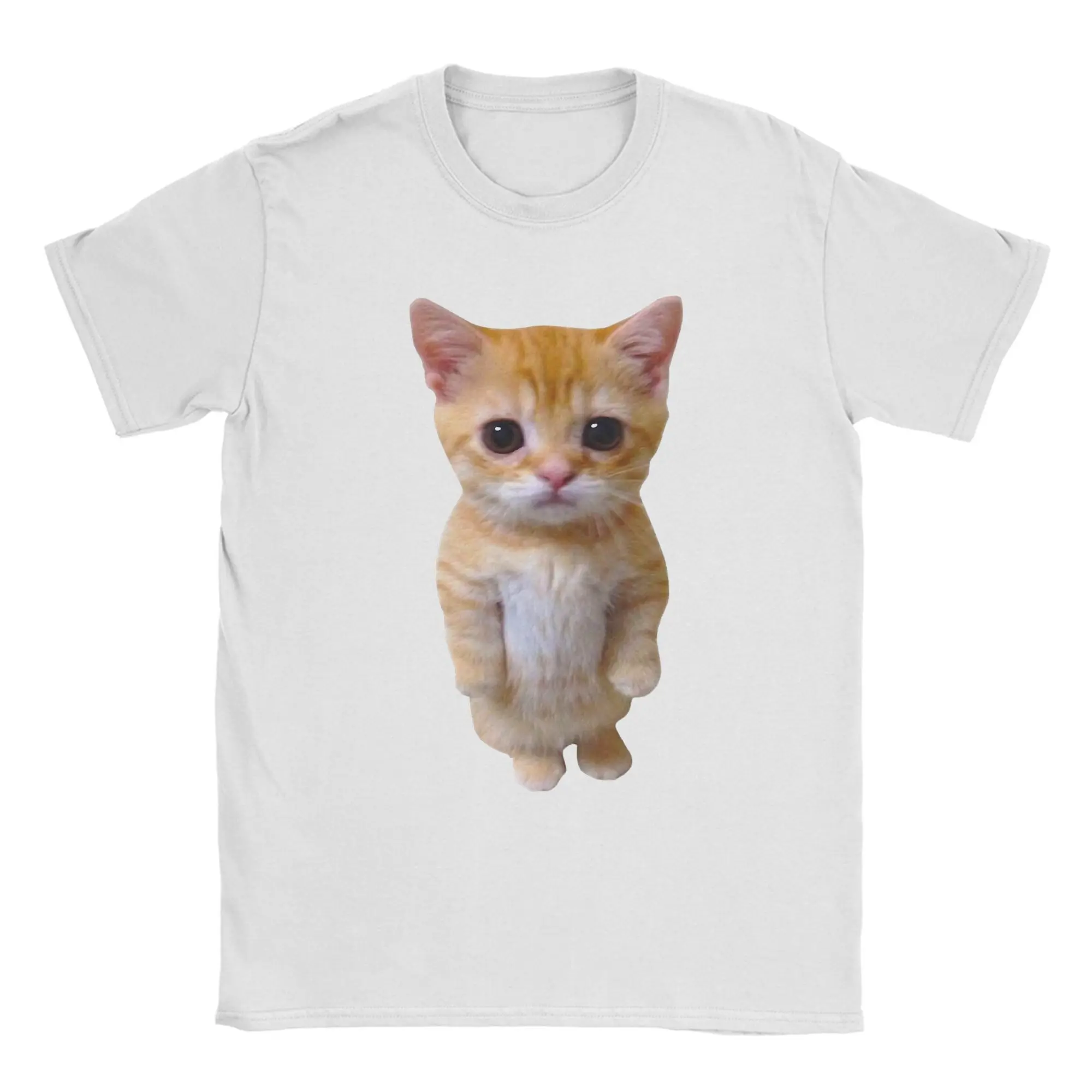 

Men's T-Shirt Funny Meme Sad Crying Cat Munchkin Kitty Novelty Cotton Tees Short Sleeve T Shirt Crew Neck Clothing Plus Size