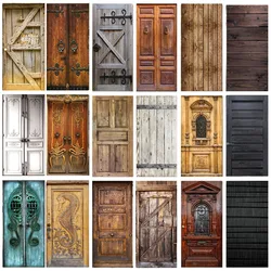 3D Retro Door Stickers Wooden Style Doorposter Self-adhesive PVC Wall Sticker Bedroom Decorative Door Cover autocollant de porte
