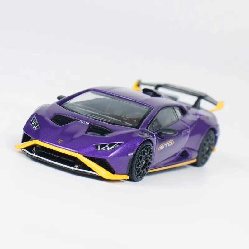 Model mobil Mini Gt 1/64 anak laki-laki, Model koleksi mobil Lamborghini Aloi Huracan Sto mainan Natal teman