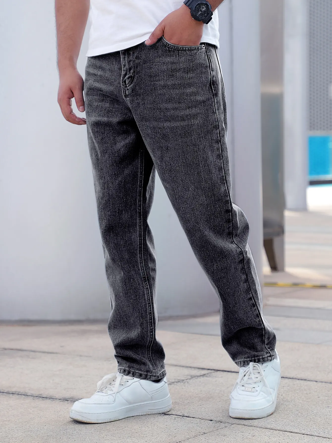 Casual en veelzijdige herenjeans met rechte pijpen, eenvoudig ontwerp in Amerikaanse stijl, geschikt voor dagelijks gebruik in alle seizoenen