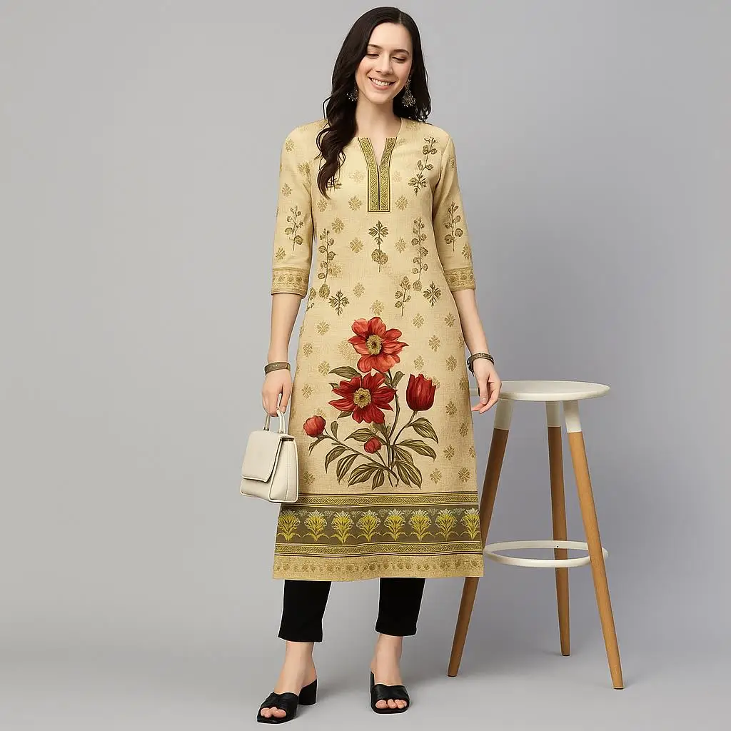 ムスリム女性ファッション 快適なドレス 長袖 ストレート チューブ カジュアル エスニック フラワー柄 ベスティドス ロング モロッコ カフタン ドレス