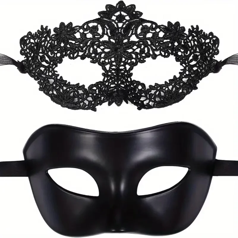 Black Face Mask Pack - 2 szt. Elegancki zestaw czarnych koronkowych