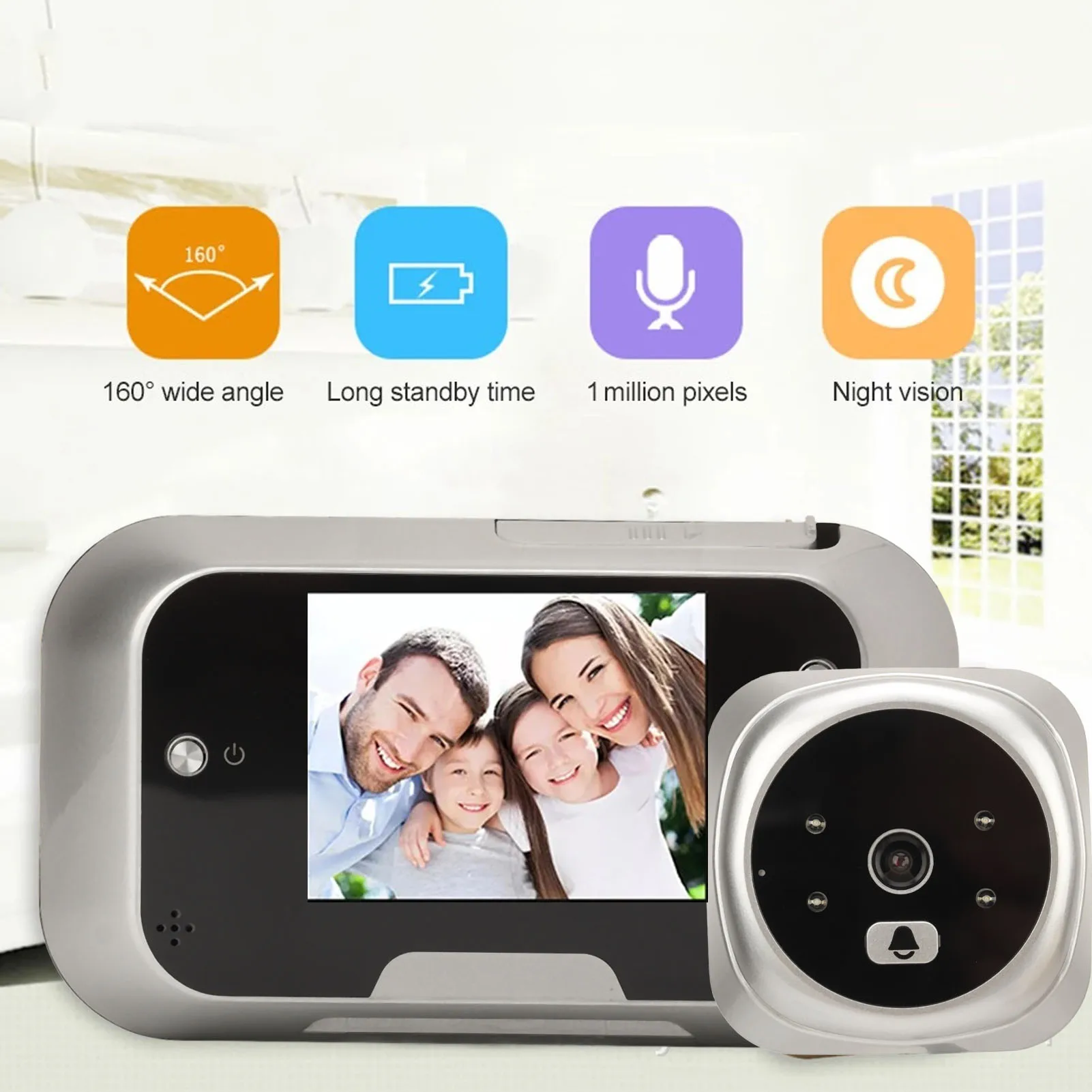 ZK30 3in Digital Door Viewer 145 Degree Wide Angle PIR Motion Detection Night Vision Peephole Camera for Home Security