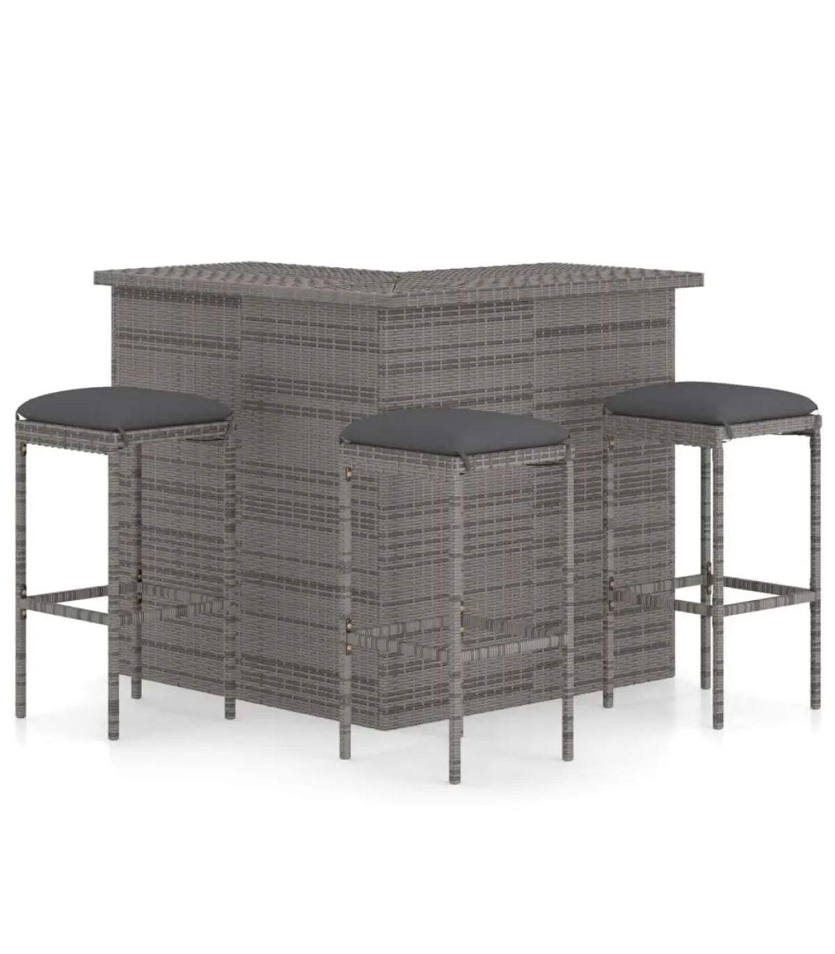 Garden sets garden bar Set 4 pieces and gray synthetic rattan cushions