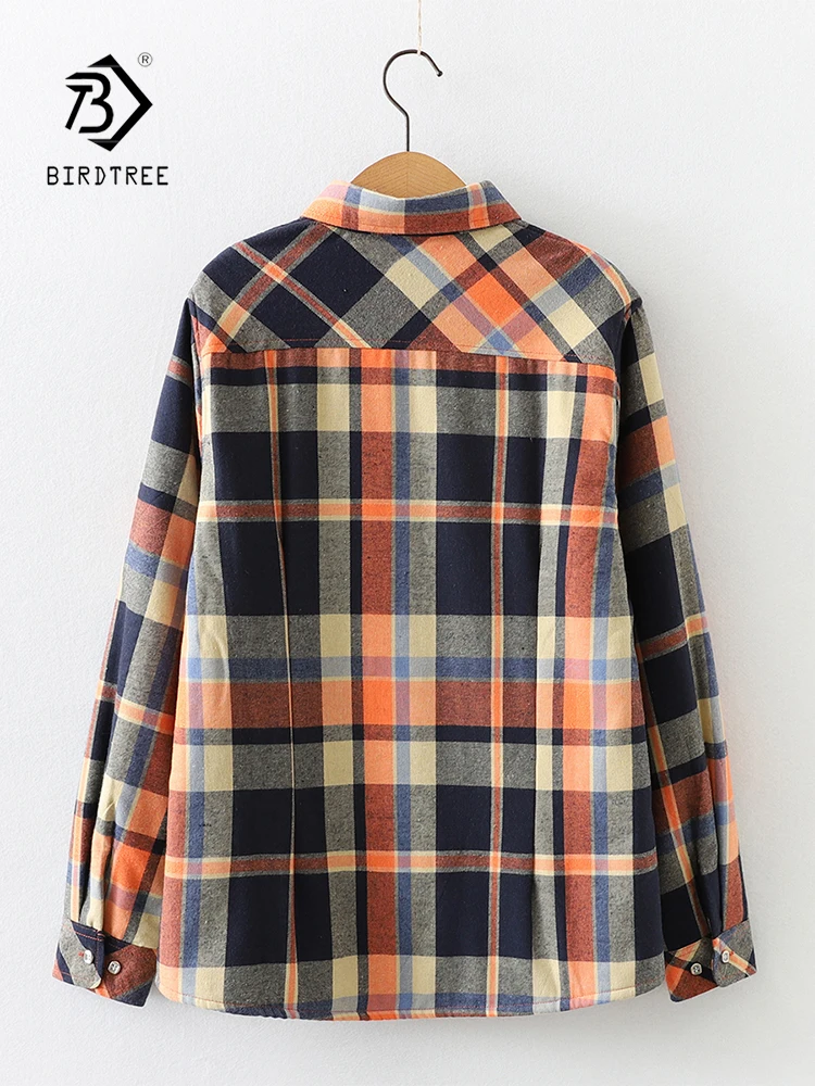 2022 Winter Warm Vintage Plaid Shirt Cotton Plus Velvet Thicken Jacket Turn Down Collar Full Sleeve Outwear Fall Casual Tops C27