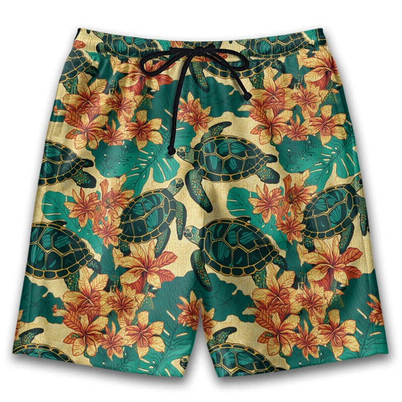 Fashion Turtles Bermudas Hawaii Sea Life Boardshorts Turtle Board Shorts Vintage Short Pants For Men Clothes Animal Beach Shorts