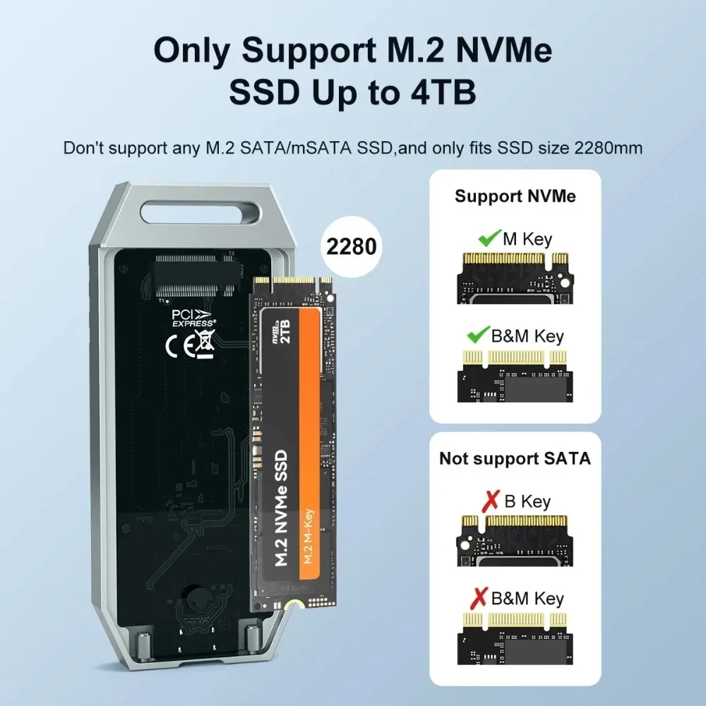 Imagem -03 - Maiwo-gabinete Ssd Nvme M.2 Estojo Externo de Alumínio m2 Compatível com Thunderbolt Tipo-c 40gbps