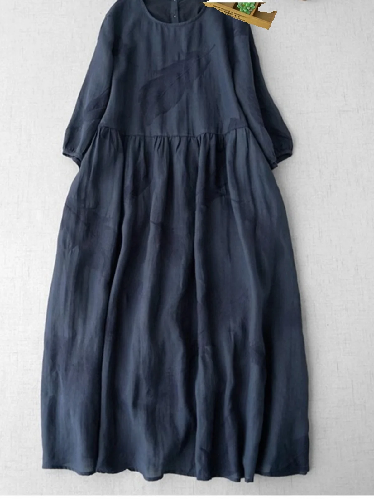 Ele bestickter Heavy Work Silk Dr Damen irt Dr A-Linien-Rock Thin Hemp Long Dr Five-Quarter Sve