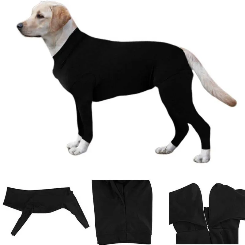 Soft Dogs Long Sleeves Jumpsuit Post Operative Protection Bodysuit Post Surgery Recovery Suit For Small Medium Dog Solid Clothes