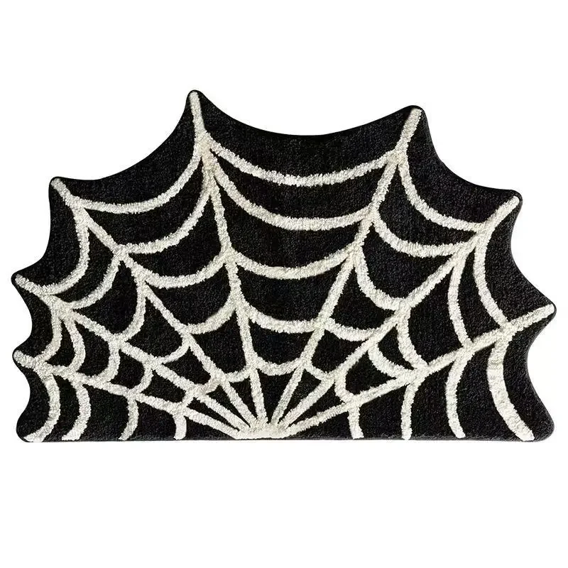 Halloween-Türmatte mit Spinnennetz, rutschfest, saugfähig, Fußteppich, Gothic-Dekor für Veranda, Badezimmer, Schlafzimmer, Innenbereich, Festival-Dekoration – Detail 1