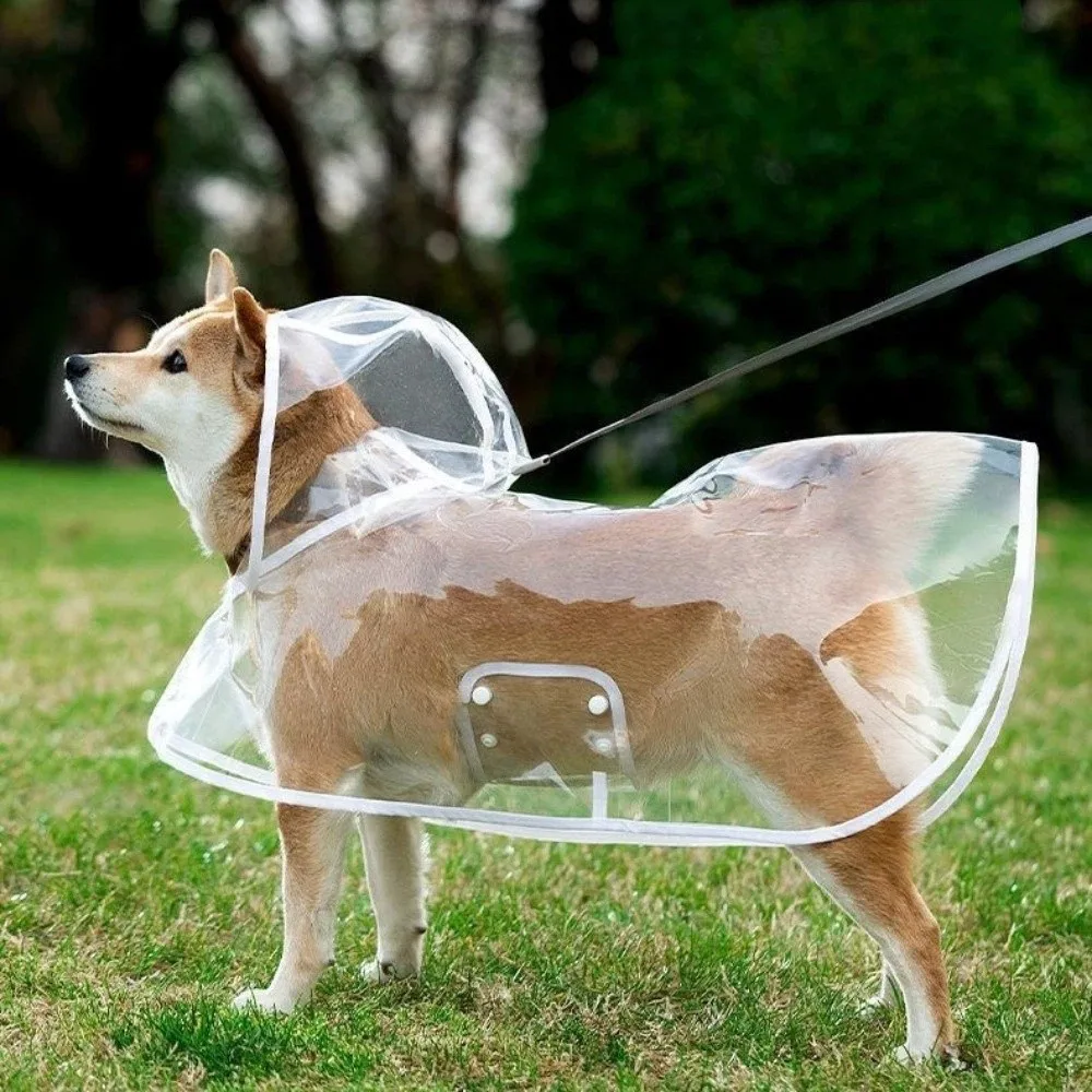Waterproof Dog Hooded Raincoat Transparent High Visibility Dog Rain Cloak Windproof Adjustable Pet Rain Jacket Golden Retriever