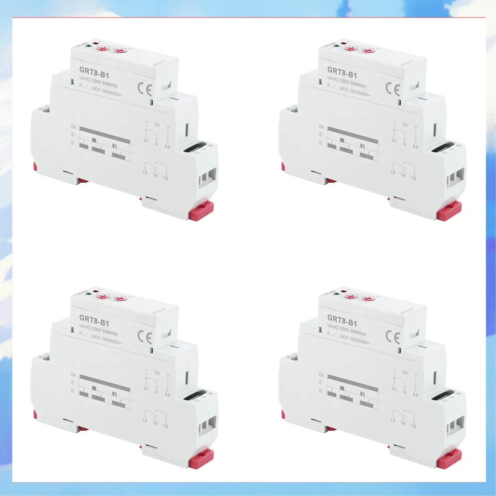 4X GEYA GRT8-B1 Off Delay Time Relay Timer Relay Electronic Type 16A, GRT8-B1 AC230V-[A22I]