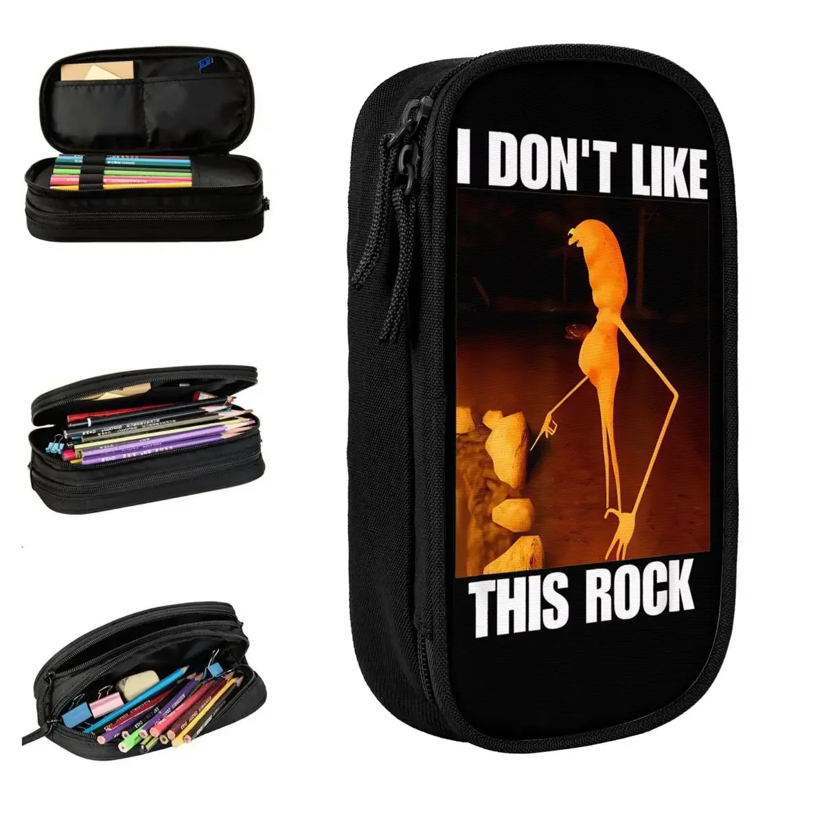 Marcus The Worm I Don't Like This Rock Pencil Cases Pencilcases Pen Holder for Girls Boys Bags Students School Gift Accessories