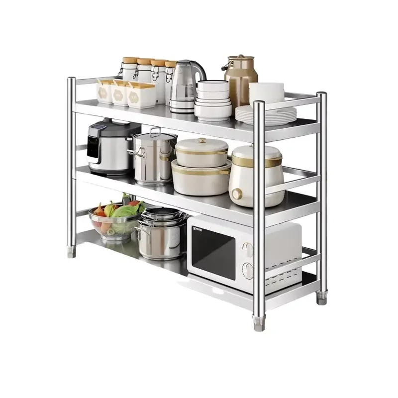 Commercial 304 Stainless Steel 4 Tier Flat Dish Rack Durable Metal Food Service Trolley for Hotel Kitchen Storage Shelf Heavy