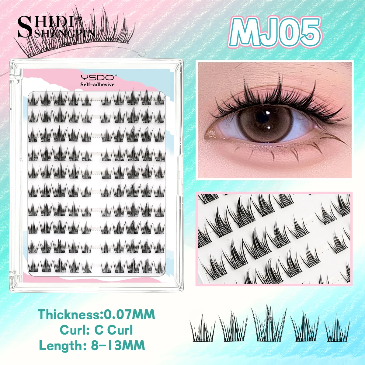Auto-adesivo cílios postiços sexy raposa olho extensão final alado fofo natrual macio sem cola necessário maquiagem diy lash clusters
