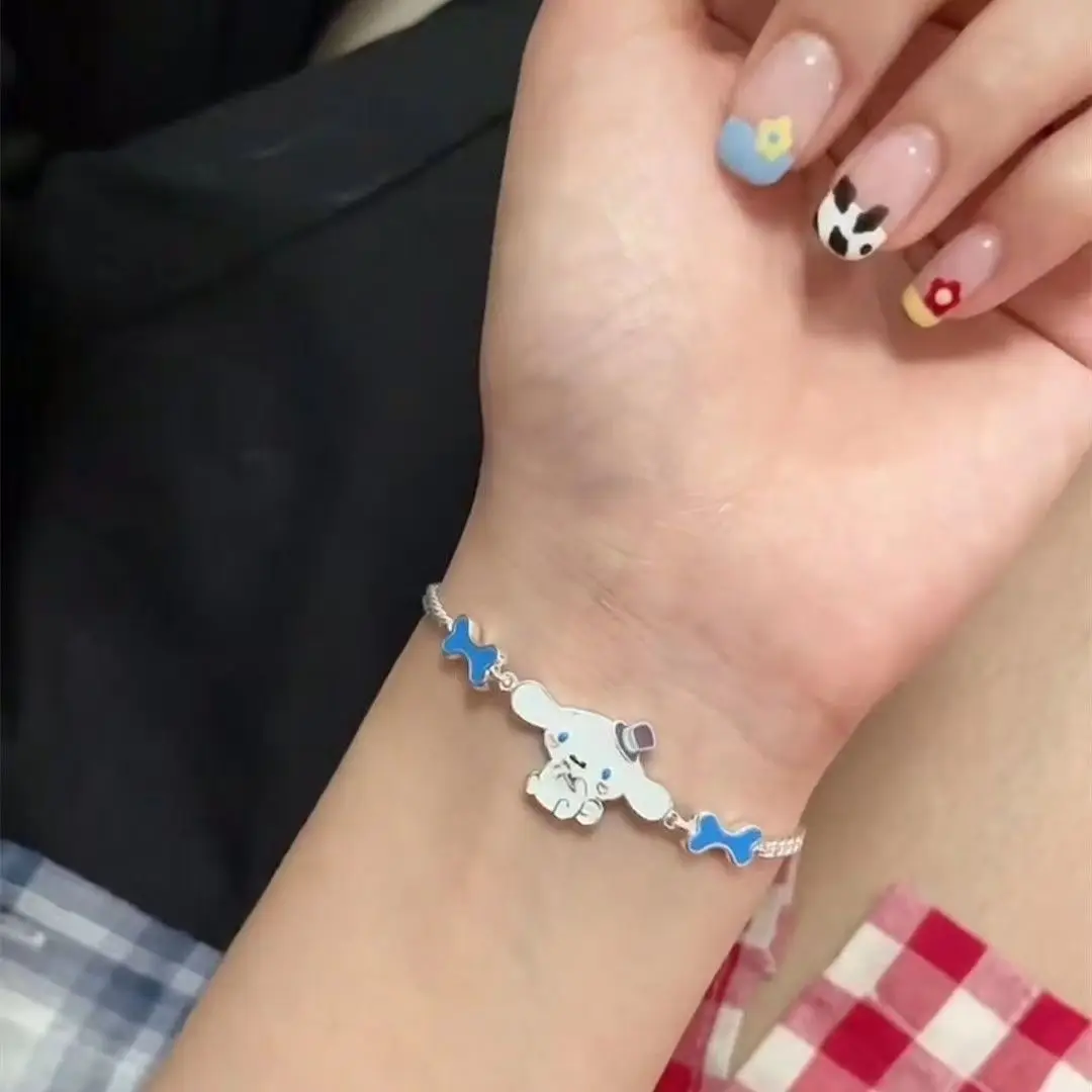 Kawaii Cartoon Bracelet 925 Silver My Melody Cinnamoroll Bracelets Pendant For Women Girl Lady Wedding Birthday Gift image 4