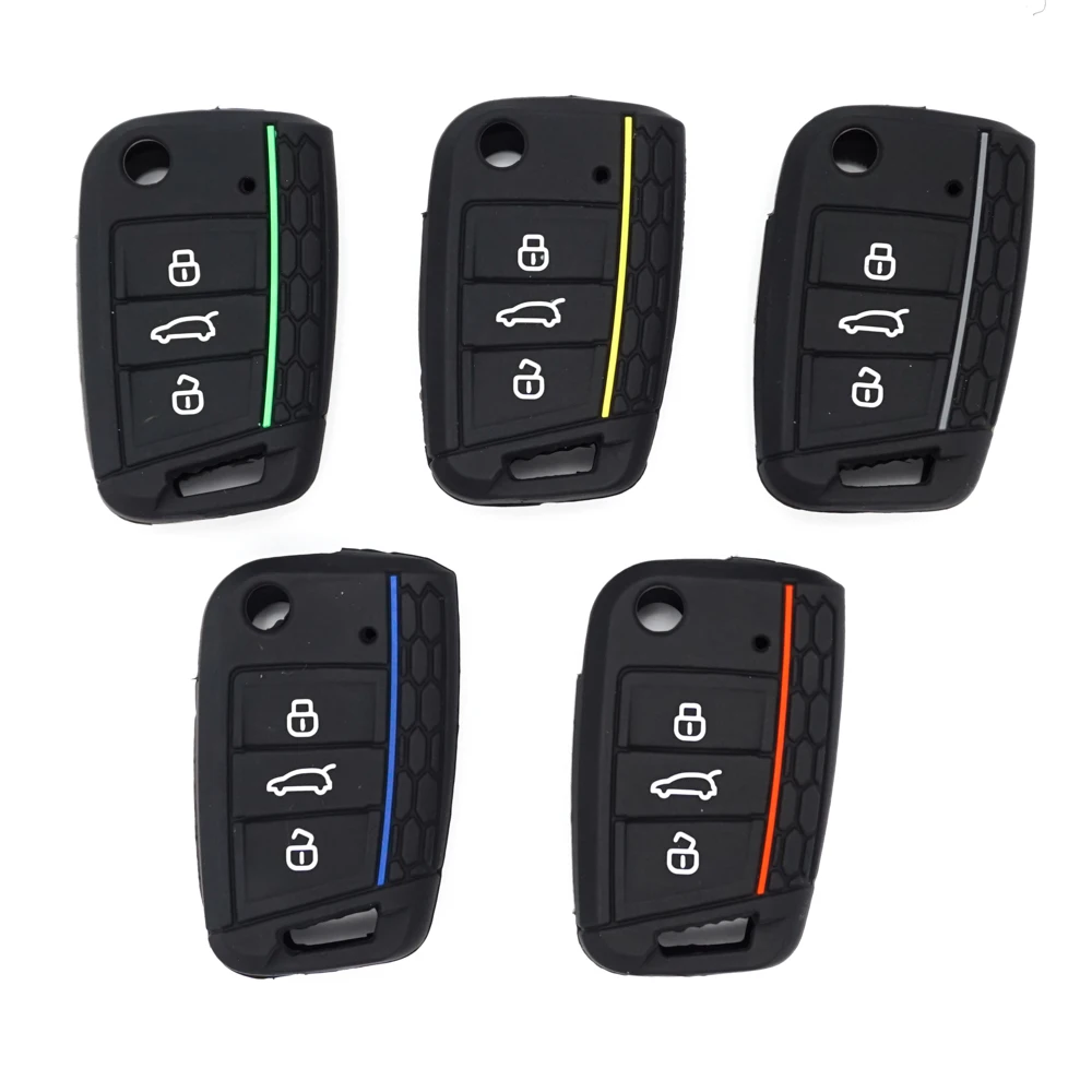 Car Silicone rubber Key Case For VW Polo Tiguan Golf 7 2015 2016 2017 2018 2019 2020 Key Cover Key Fob Shell Protector