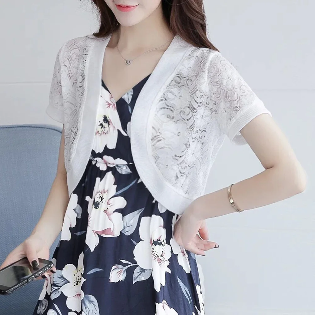 Tops Women Summer Long Sleeve Short Sleeve Lace Cape Elegant Cardigan Beach Shawl Women's Casual Comfy Fashion