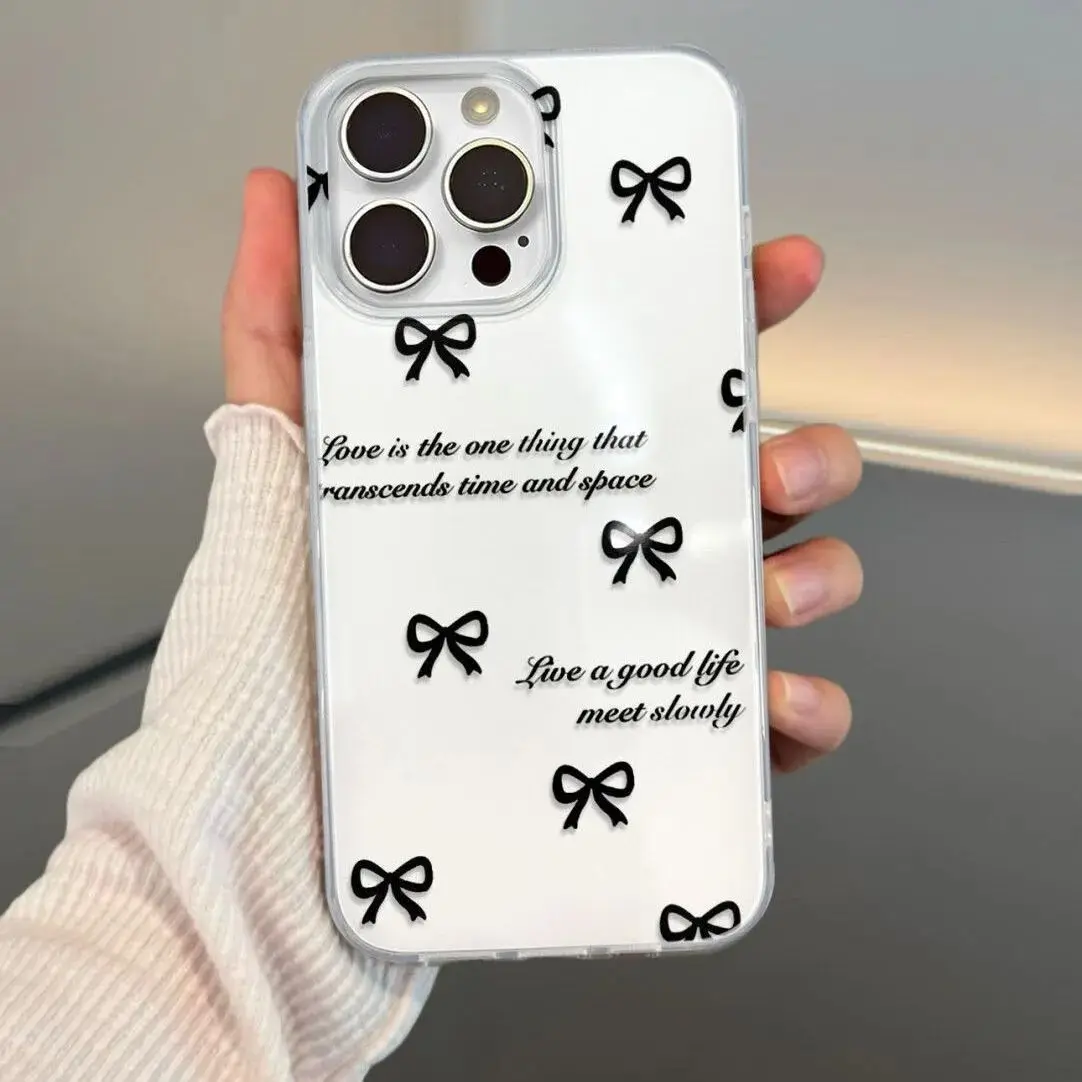 Funda de teléfono con pajarita artística Simple de alta calidad para iPhone 17 AIR 16 15 14 13 12 11 PRO MAX PLUS cubierta anticaída a prueba de polvo