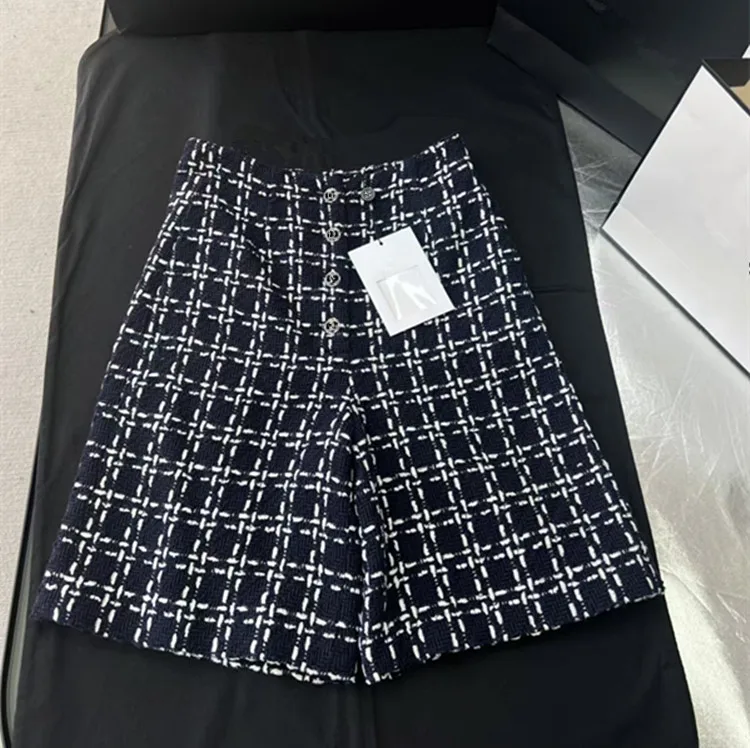 Customization European women's fashion 2026 spring new collection Long-sleeved single-button checked tweed coat and shorts suit