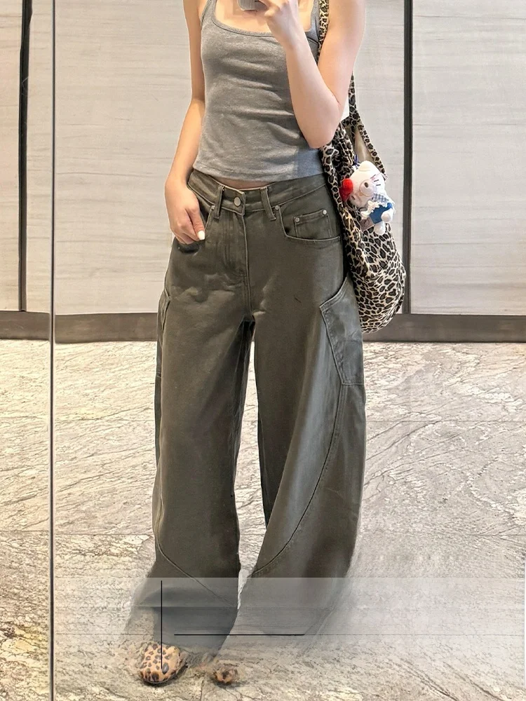 

High Waist Wide Leg Retro Thin Denim Jeans Women's Loose Silhouette Fashionable Summer New Style Straight Cut Trousers