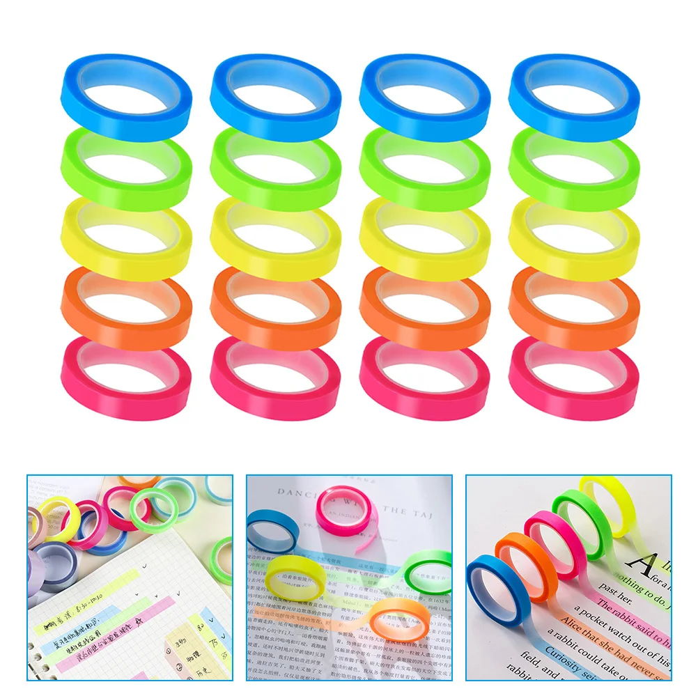 20 Rolls Transparent Multi-Function Page Markers Portable Book Tabs for School Office Use Highlighter Tape