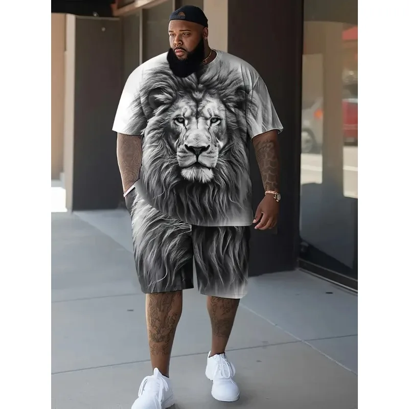 3D Print Short Sleeve T-shirts Shorts 2-piece Set Men's O-Neck T-Shirts for Man Set Summer T Shirt Clothing Drawstring Shorts