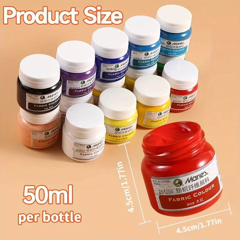 2 Flaschen Marie's Stofffarbe, 50 ml/1,7 oz-21 Farben für Kleidung, dauerhaft für Hemden, Schuhe, Jeans, Leinentaschen, DlY-Projekte – Detail 3