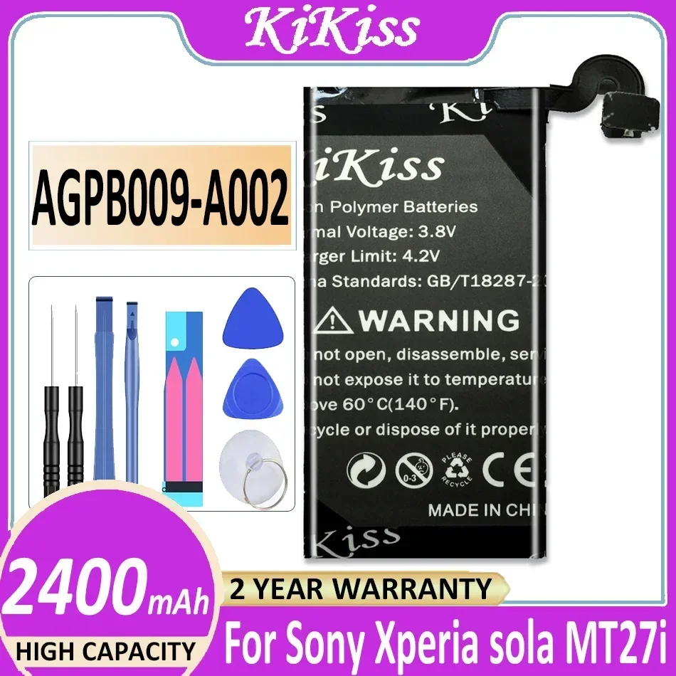 KiKiss Battery AGPB009-A 002 2400mAh For Sony Xperia Sola MT27 MT27i MT27a Pepper Bateria